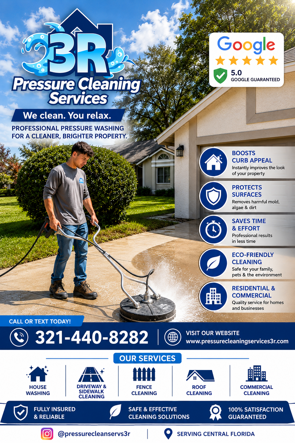 Pressure washing driveway